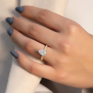 The Celine Set With A 3 Carat Pear Lab Diamond