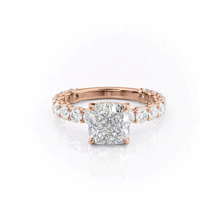 The Adelle Set With A 2.5 Carat Cushion Moissanite