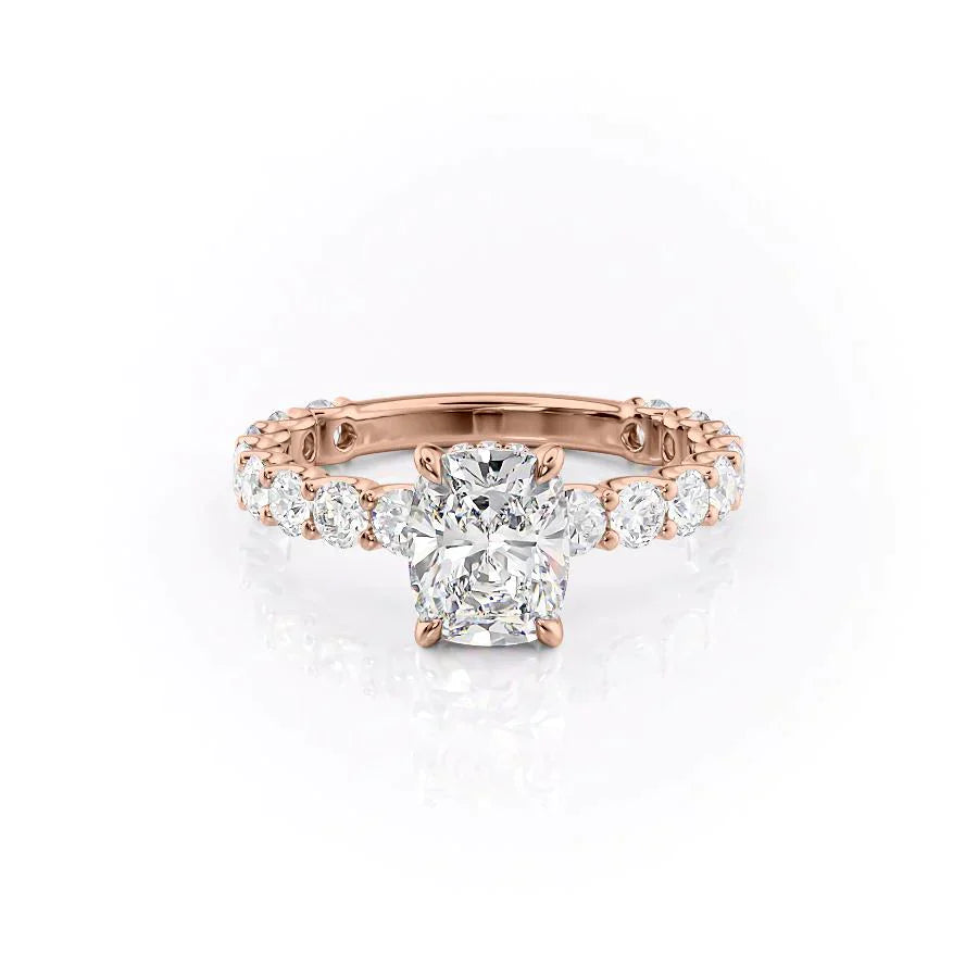The Adelle Set With A 1.5 Carat Elongated Cushion Lab Diamond