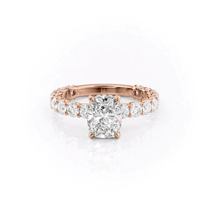 The Adelle Set With A 4.5 Carat Elongated Cushion Moissanite