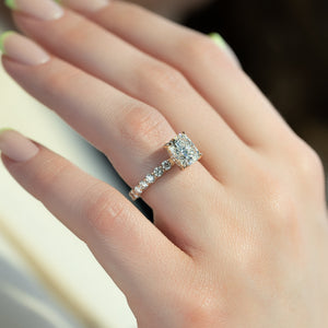 The Adelle Set With A 1 Carat Elongated Cushion Lab Diamond