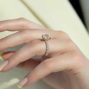 The Adelle Set With A 1 Carat Elongated Cushion Lab Diamond
