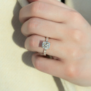 The Adelle Set With A 1 Carat Elongated Cushion Lab Diamond