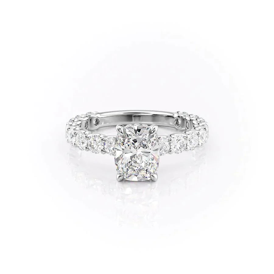 The Adelle Set With A 1 Carat Elongated Cushion Lab Diamond