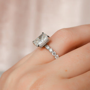 The Adelle Set With A 3 Carat Elongated Cushion Lab Diamond