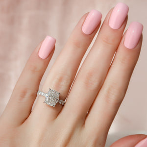 The Adelle Set With A 3 Carat Elongated Cushion Lab Diamond