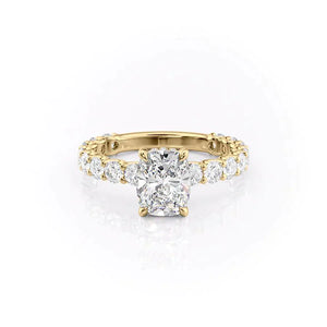 The Adelle Set With A 2 Carat Elongated Cushion Moissanite