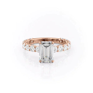 The Adelle Set With A 3.5 Carat Emerald Moissanite