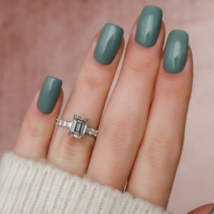 The Adelle Set With A 2 Carat Emerald Lab Diamond