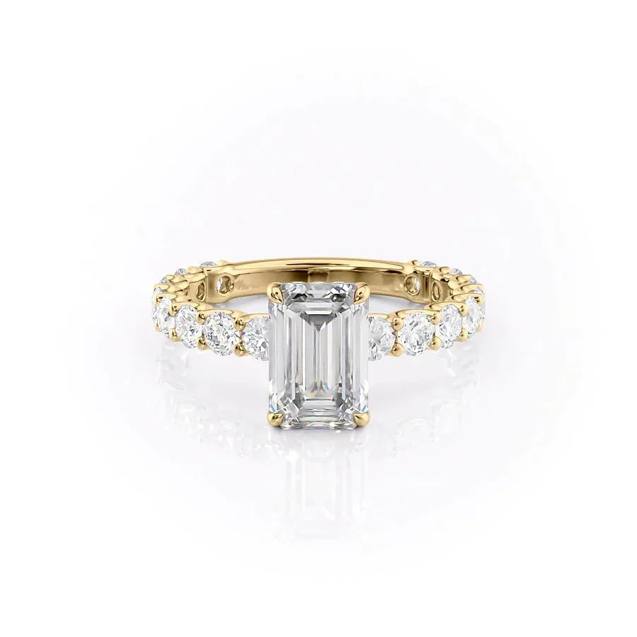 The Adelle Set With A 2.5 Carat Emerald Moissanite