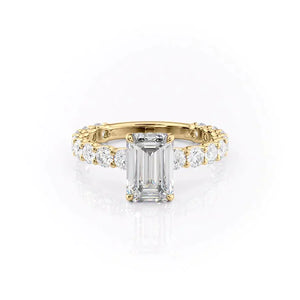 The Adelle Set With A 5 Carat Emerald Moissanite