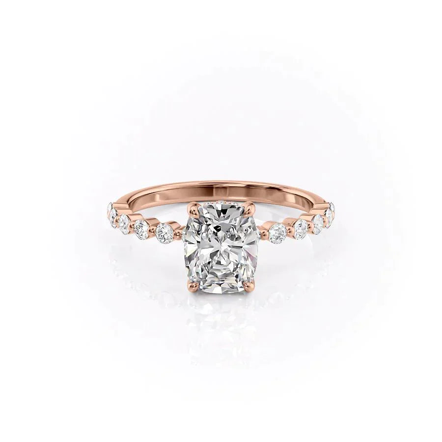 The Khloe Set With A 3 Carat Elongated Cushion Moissanite