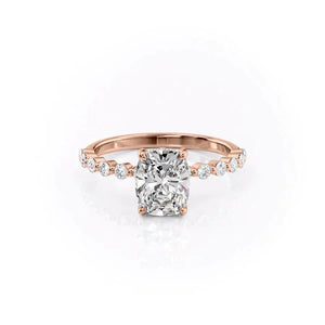 The Khloe Set With A 1 Carat Elongated Cushion Moissanite