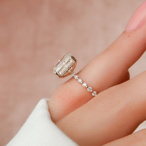 The Khloe Set With A 3 Carat Elongated Cushion Moissanite