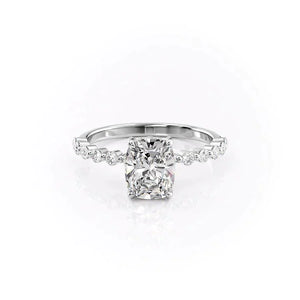 The Khloe Set With A 3.5 Carat Elongated Cushion Moissanite