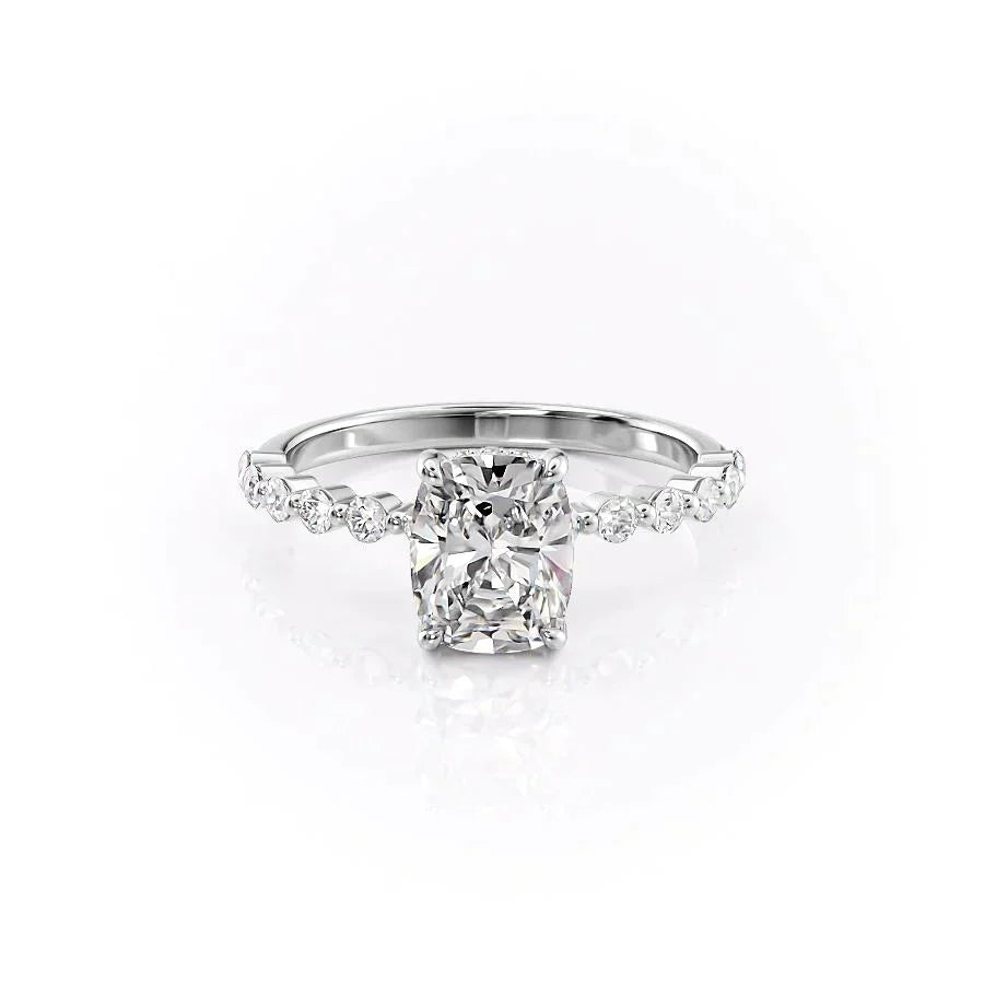 The Khloe Set With A 1.5 Carat Elongated Cushion Lab Diamond