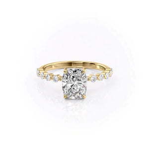 The Khloe Set With A 1.5 Carat Elongated Cushion Lab Diamond
