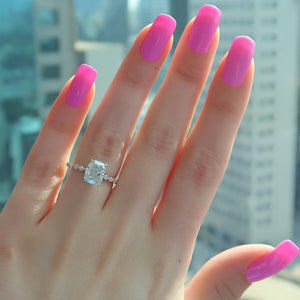 The Khloe Set With A 2 Carat Elongated Cushion Moissanite