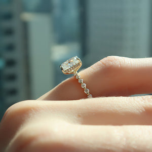 The Khloe Set With A 2 Carat Elongated Cushion Moissanite