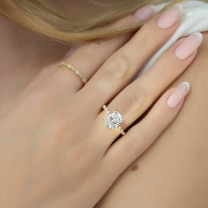 The Khloe Set With A 2 Carat Elongated Cushion Moissanite