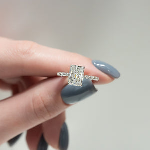 The Khloe Set With A 3 Carat Radiant Moissanite