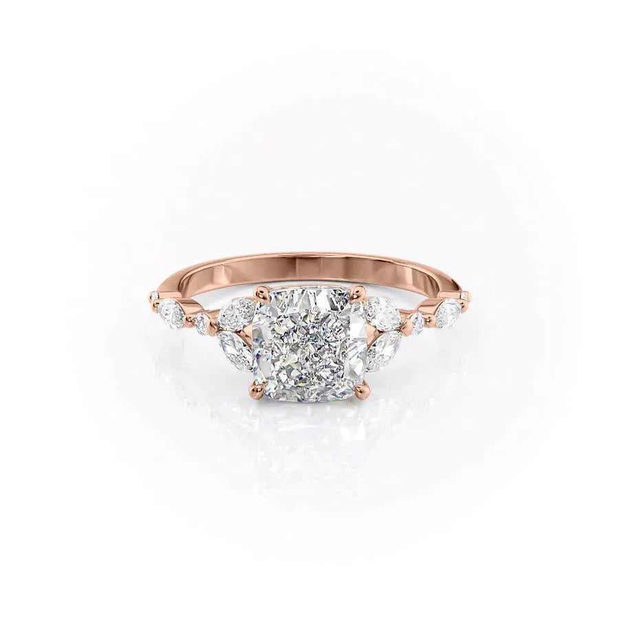The Chelsea Set With A 3.5 Carat Cushion Moissanite