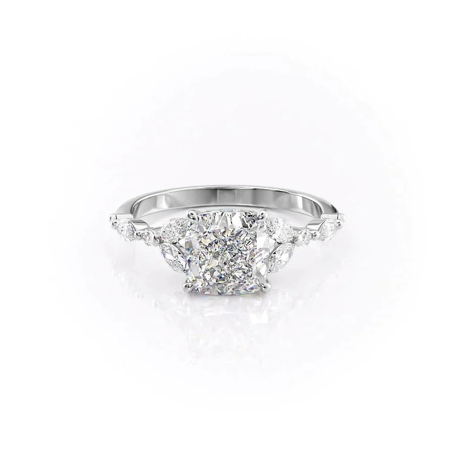 The Chelsea Set With A 3.5 Carat Cushion Moissanite