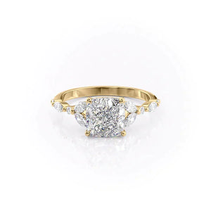 The Chelsea Set With A 3 Carat Cushion Moissanite