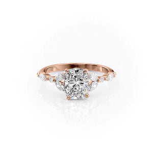 The Chelsea Set With A 4 Carat Elongated Cushion Moissanite