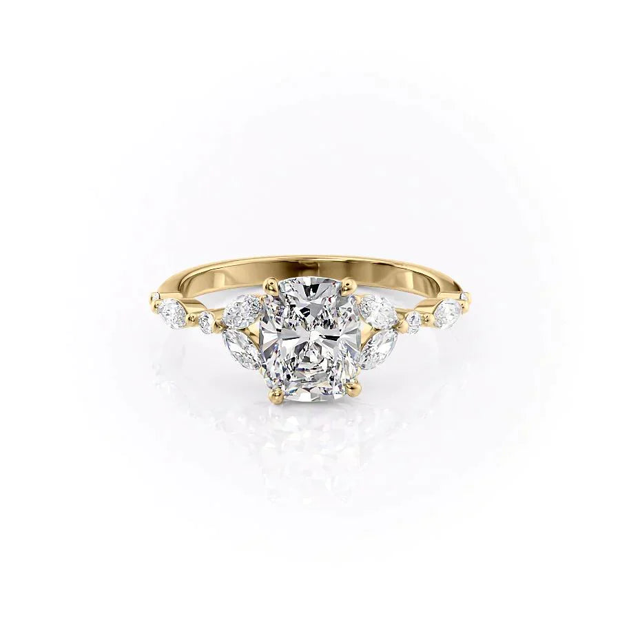 The Chelsea Set With A 3 Carat Elongated Cushion Lab Diamond