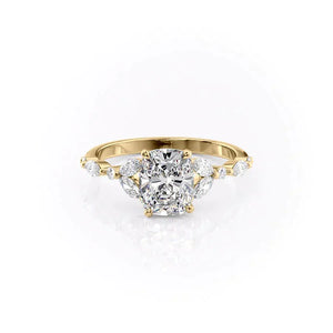 The Chelsea Set With A 2.5 Carat Elongated Cushion Moissanite