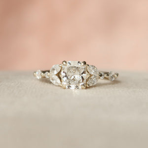 The Chelsea Set With A 4 Carat Elongated Cushion Moissanite