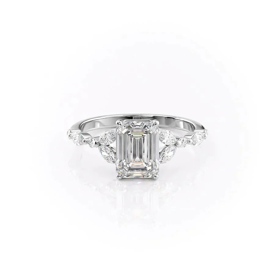 The Chelsea Set With A 3 Carat Emerald Moissanite