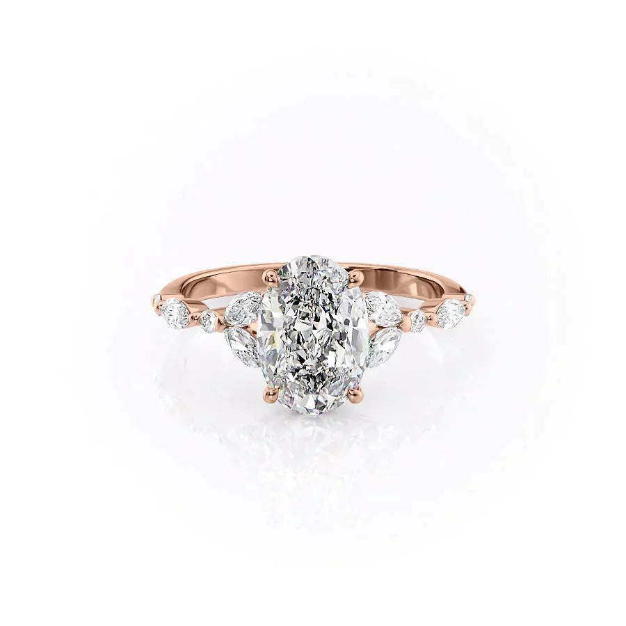 The Chelsea Set With A 2.5 Carat Oval Moissanite