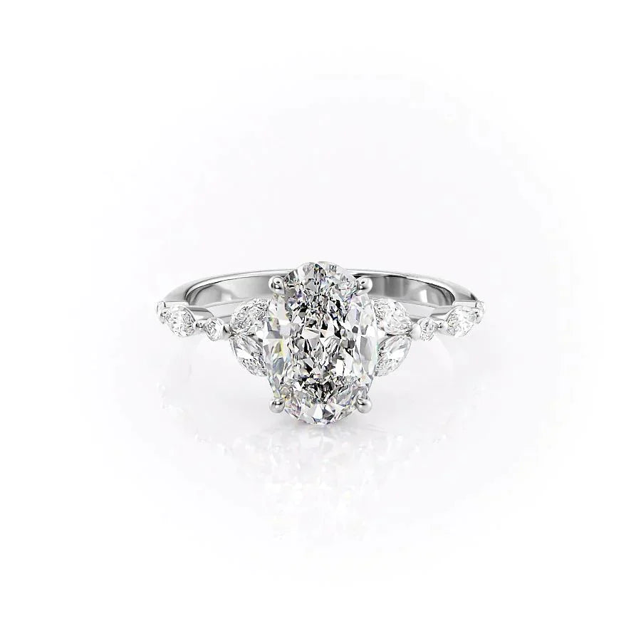 The Chelsea Set With A 2.5 Carat Oval Moissanite