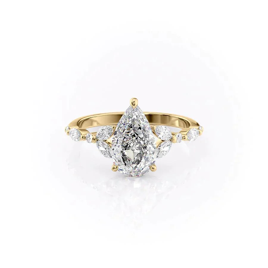 The Chelsea Set With A 5 Carat Pear Moissanite
