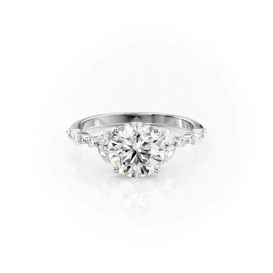 The Chelsea Set With A 5 Carat Round Moissanite