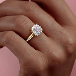 The Stacey Set With A 1.5 Carat Cushion Lab Diamond