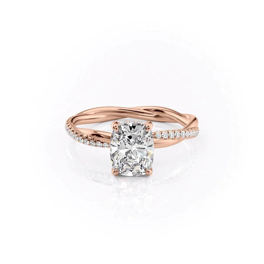 The Stacey Set With A 1 Carat Elongated Cushion Lab Diamond