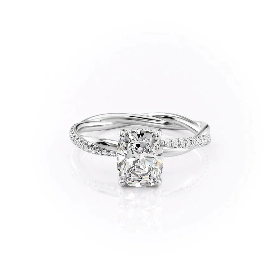 The Stacey Set With A 3 Carat Elongated Cushion Lab Diamond