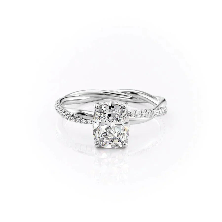 The Stacey Set With A 1 Carat Elongated Cushion Lab Diamond