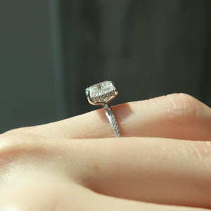 The Stacey Set With A 1.5 Carat Elongated Cushion Lab Diamond