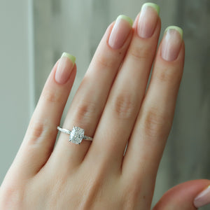 The Stacey Set With A 1.5 Carat Elongated Cushion Lab Diamond