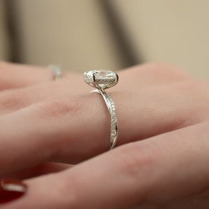The Stacey Set With A 1.5 Carat Elongated Cushion Lab Diamond