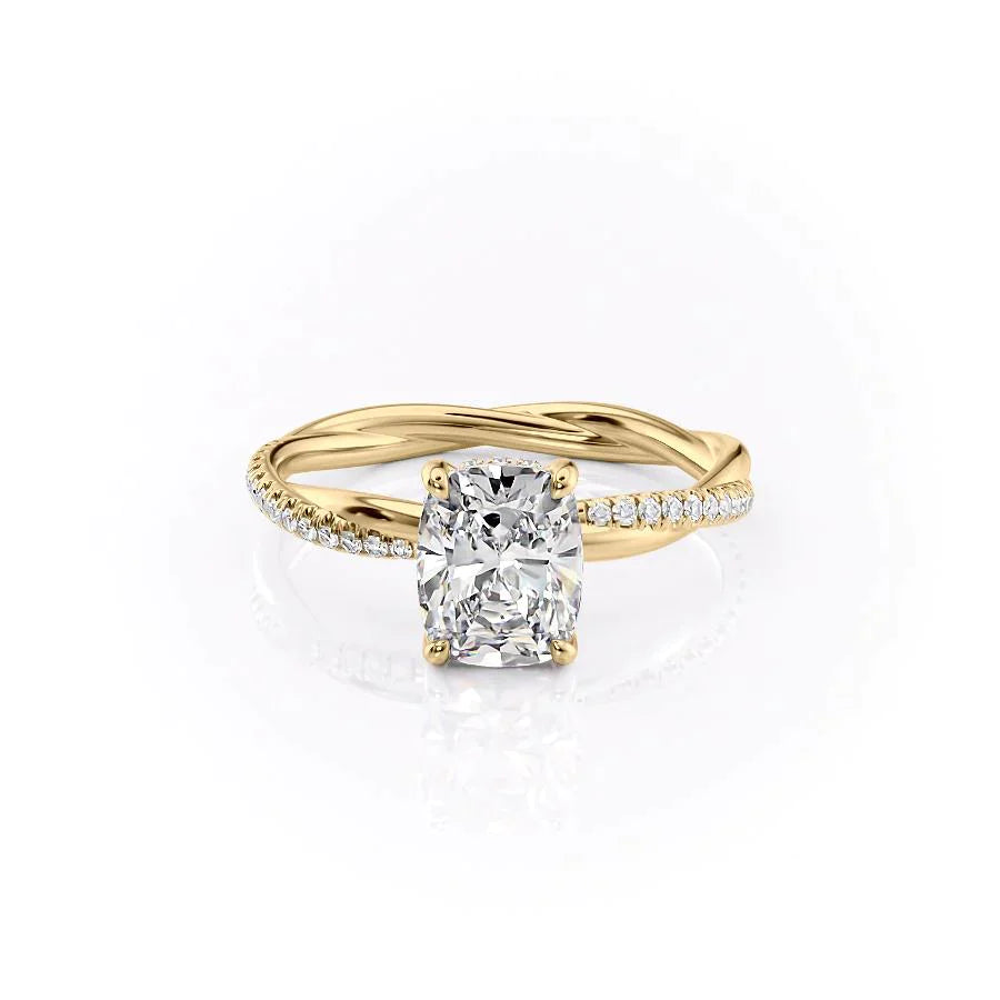 The Stacey Set With A 2.5 Carat Elongated Cushion Lab Diamond