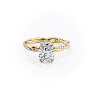The Stacey Set With A 2.5 Carat Elongated Cushion Lab Diamond