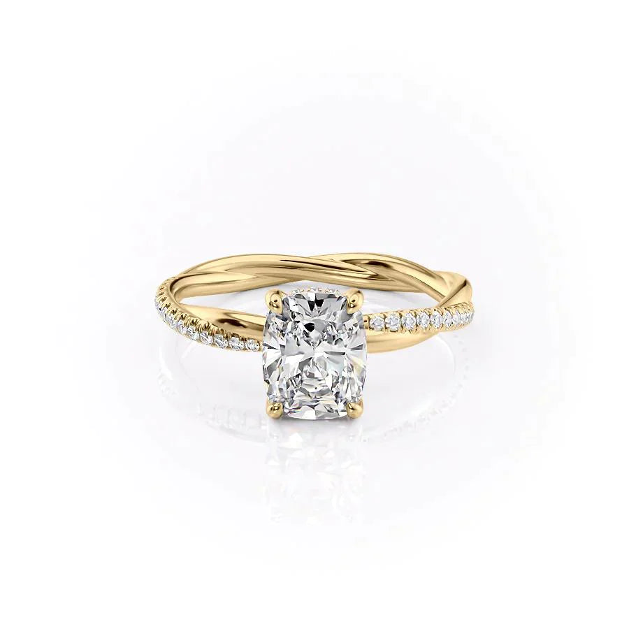 The Stacey Set With A 1 Carat Elongated Cushion Lab Diamond