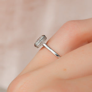 The Charlotte Set With A 2.5 Carat Elongated Cushion Lab Diamond