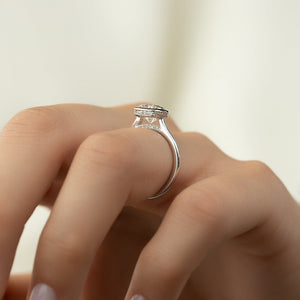 The Charlotte Set With A 2.5 Carat Elongated Cushion Lab Diamond