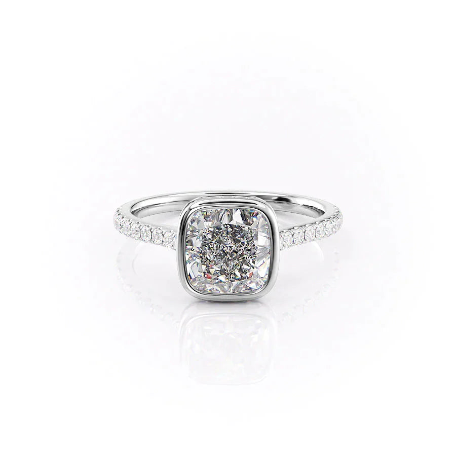 The Pave Charlotte Set With A 3.5 Carat Cushion Moissanite